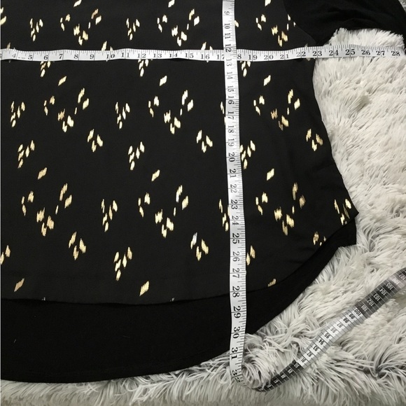 Cato 3/4 sleeve Hi Lo blouse Womans size XL black with gold design - Picture 5 of 16